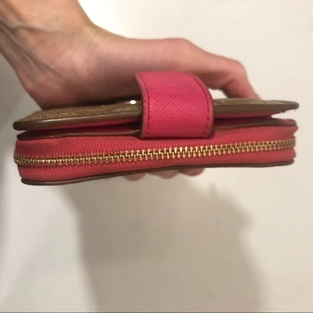 Coach signs brown/khaki pink wallet